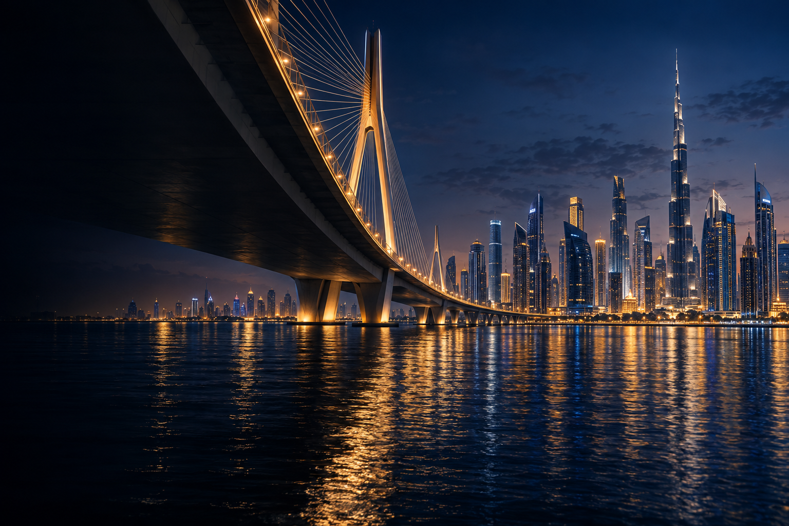AI-generated bridge and waterfront skyline visualisation